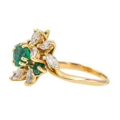 Bague Or jaune Emeraude, Diamant