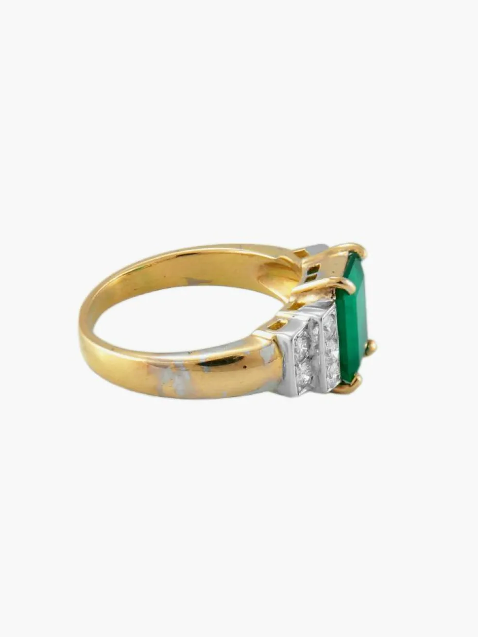 Bague Or Jaune Emeraude Diamants