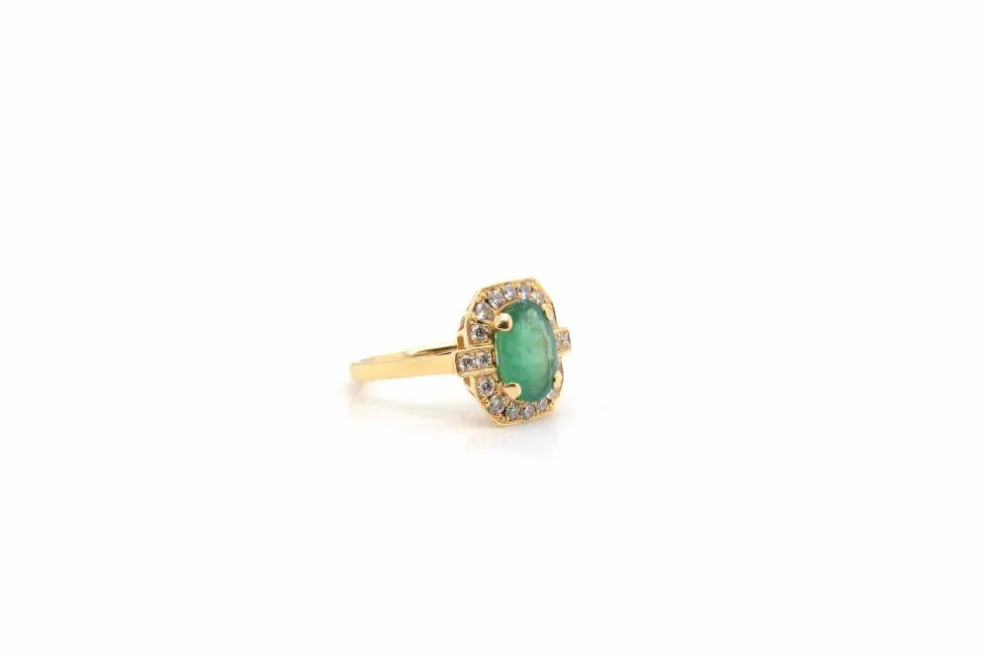 Bague Or jaune Emeraude Diamants