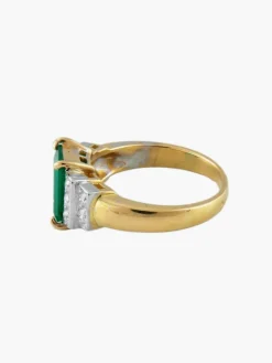 Bague Or Jaune Emeraude Diamants