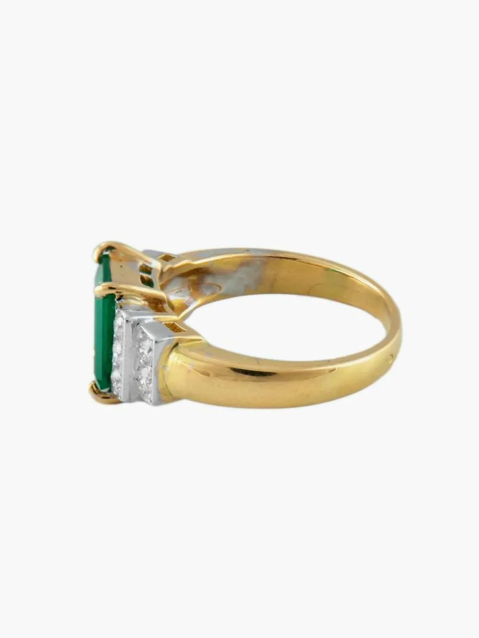 Bague Or Jaune Emeraude Diamants