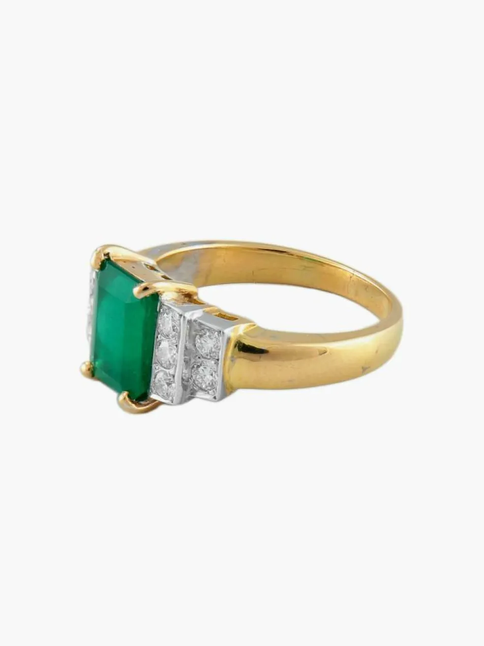 Bague Or Jaune Emeraude Diamants