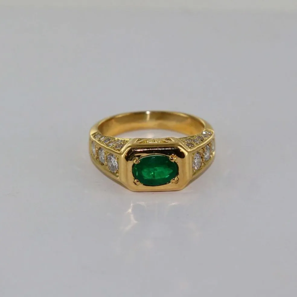 Bague Or jaune Emeraude et Diamants
