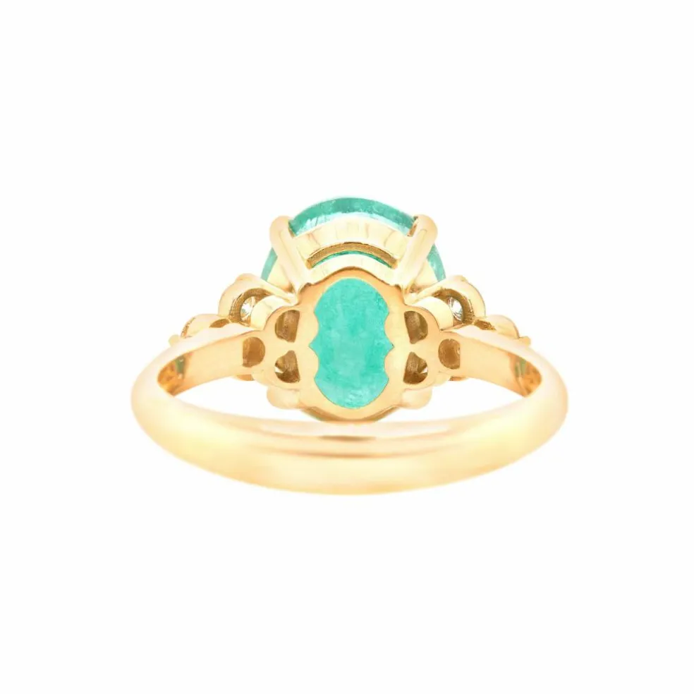 Bague Or Jaune, Emeraude et Diamants