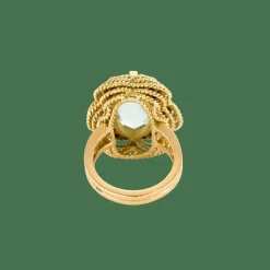 BAGUE OR JAUNE ET AIGUE-MARINE.