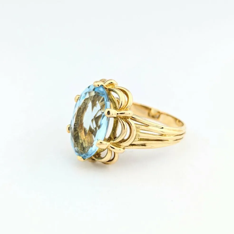 Bague or jaune et aigue-marine