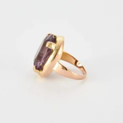 Bague or jaune et améthyste