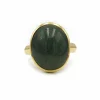 Bague or jaune et aventurine verte