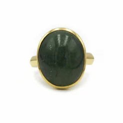 Bague or jaune et aventurine verte