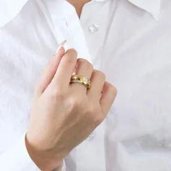 Bague or jaune et baguettes transformable