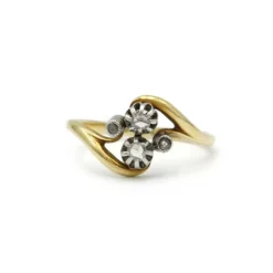 Bague or jaune et blanc diamants