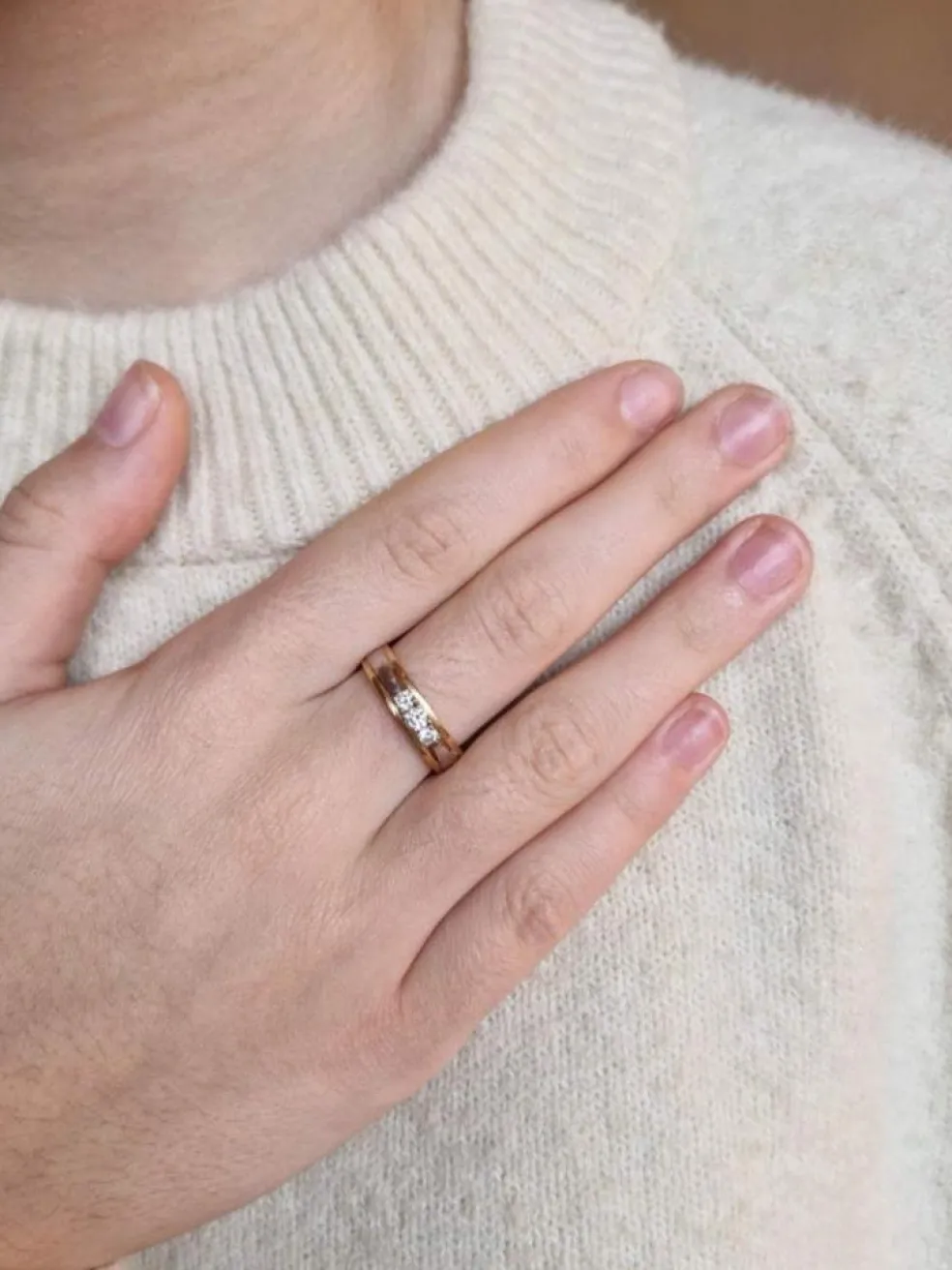 Bague or jaune et blanc, diamants