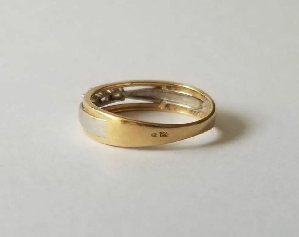 Bague or jaune et blanc, diamants