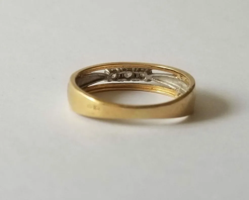 Bague or jaune et blanc, diamants