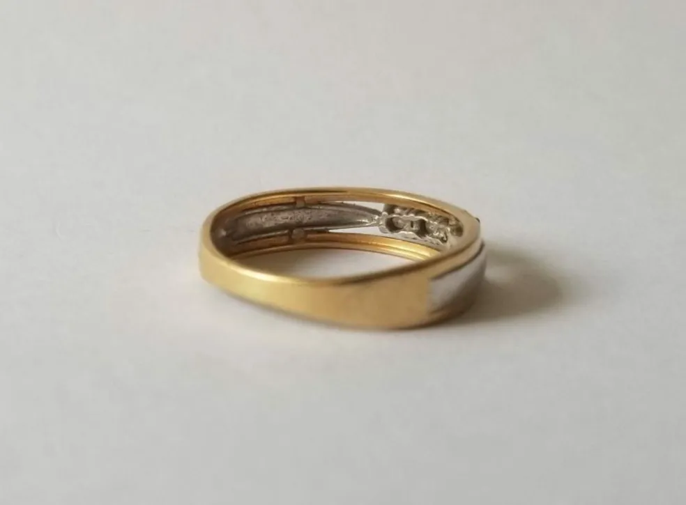 Bague or jaune et blanc, diamants