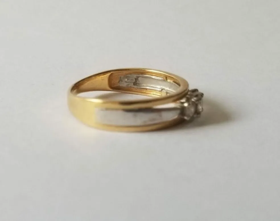 Bague or jaune et blanc, diamants