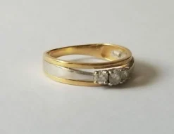 Bague or jaune et blanc, diamants