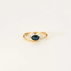 Bague or jaune et blanc saphir