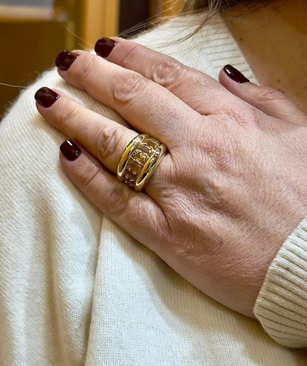 Bague or jaune et citrines ovales