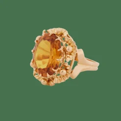 Bague or jaune et citrine ovale