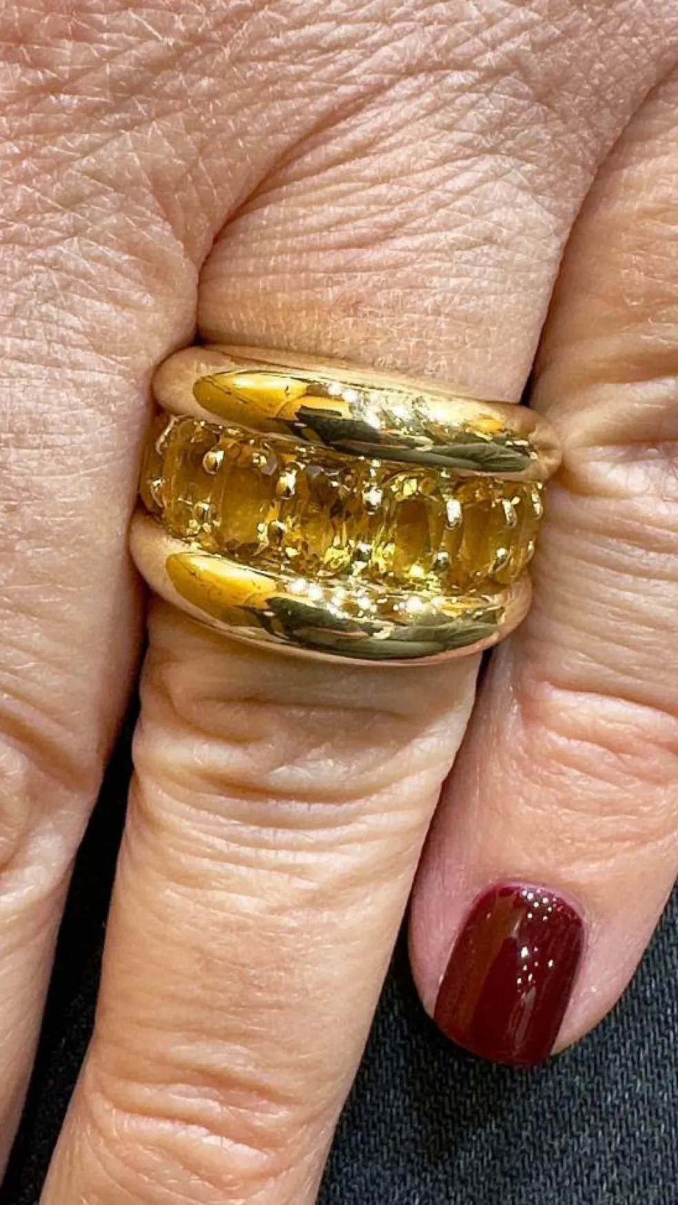 Bague or jaune et citrines ovales