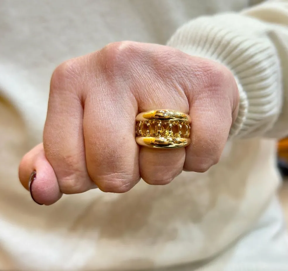 Bague or jaune et citrines ovales