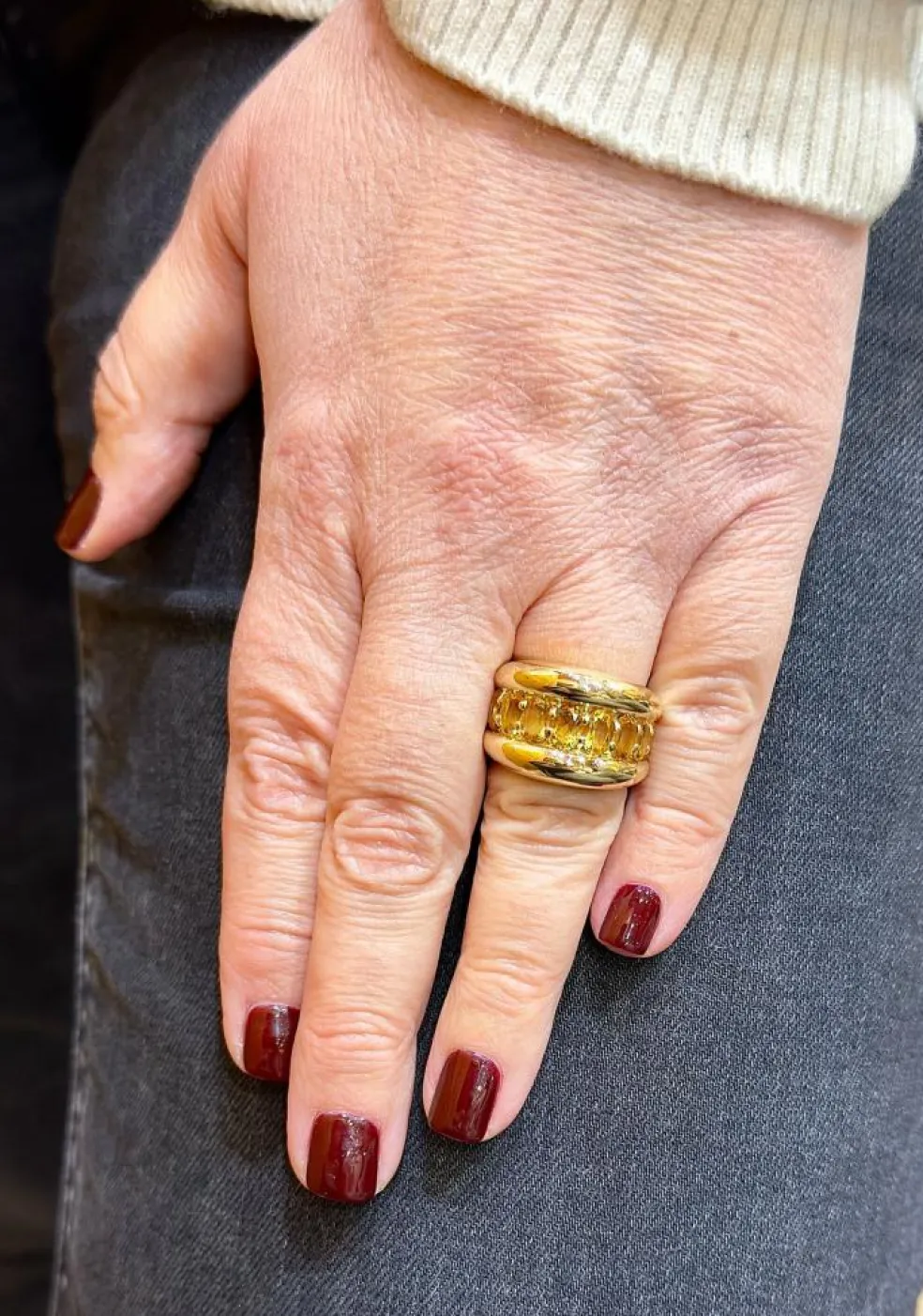 Bague or jaune et citrines ovales
