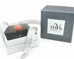 Bague or jaune et corail