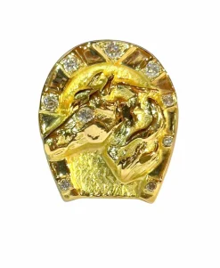 Bague or jaune et diamants , Fer à cheval