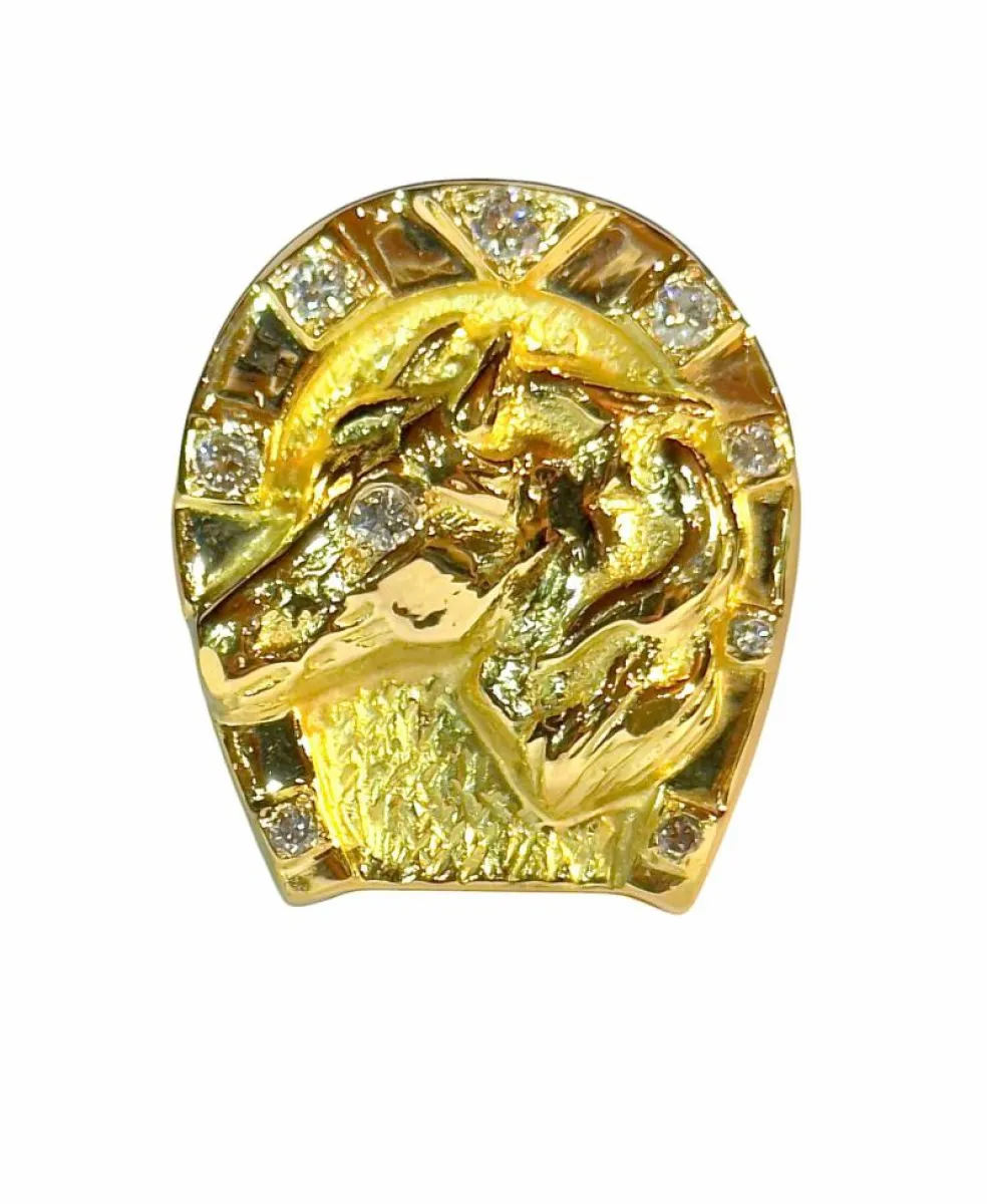 Bague or jaune et diamants , Fer à cheval