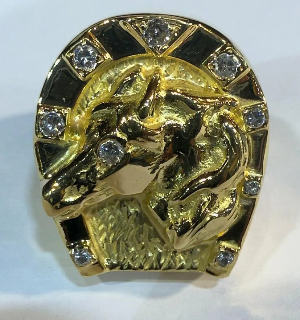 Bague or jaune et diamants , Fer à cheval