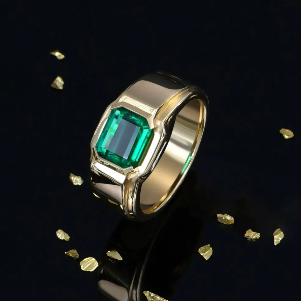 Bague Or Jaune et Emeraude