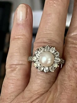 Bague Or Jaune et Gris Perle Diamants