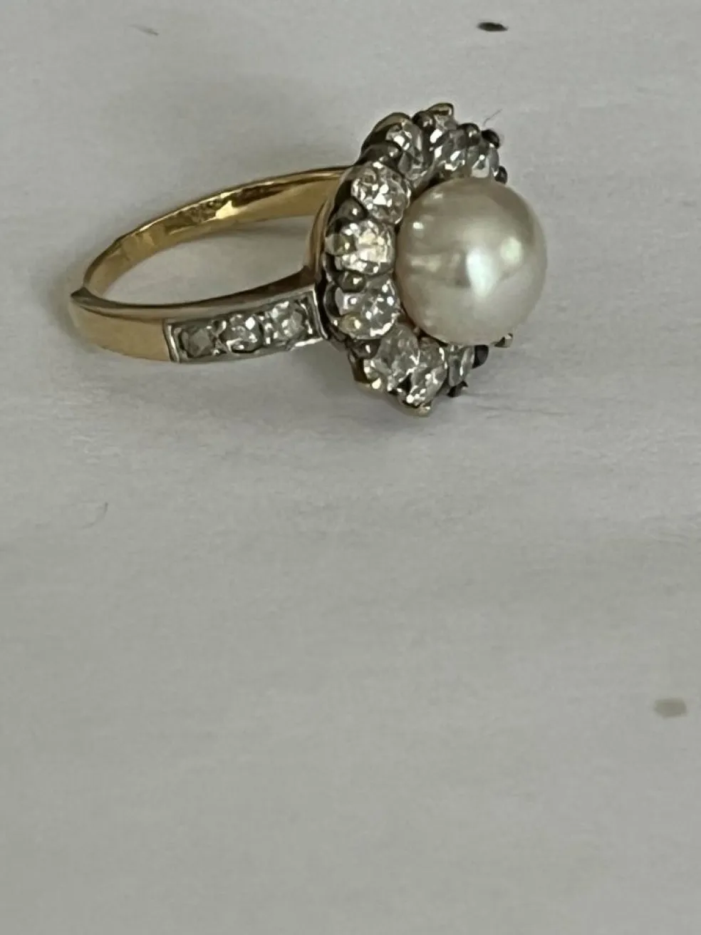 Bague Or Jaune et Gris Perle Diamants