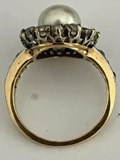 Bague Or Jaune et Gris Perle Diamants
