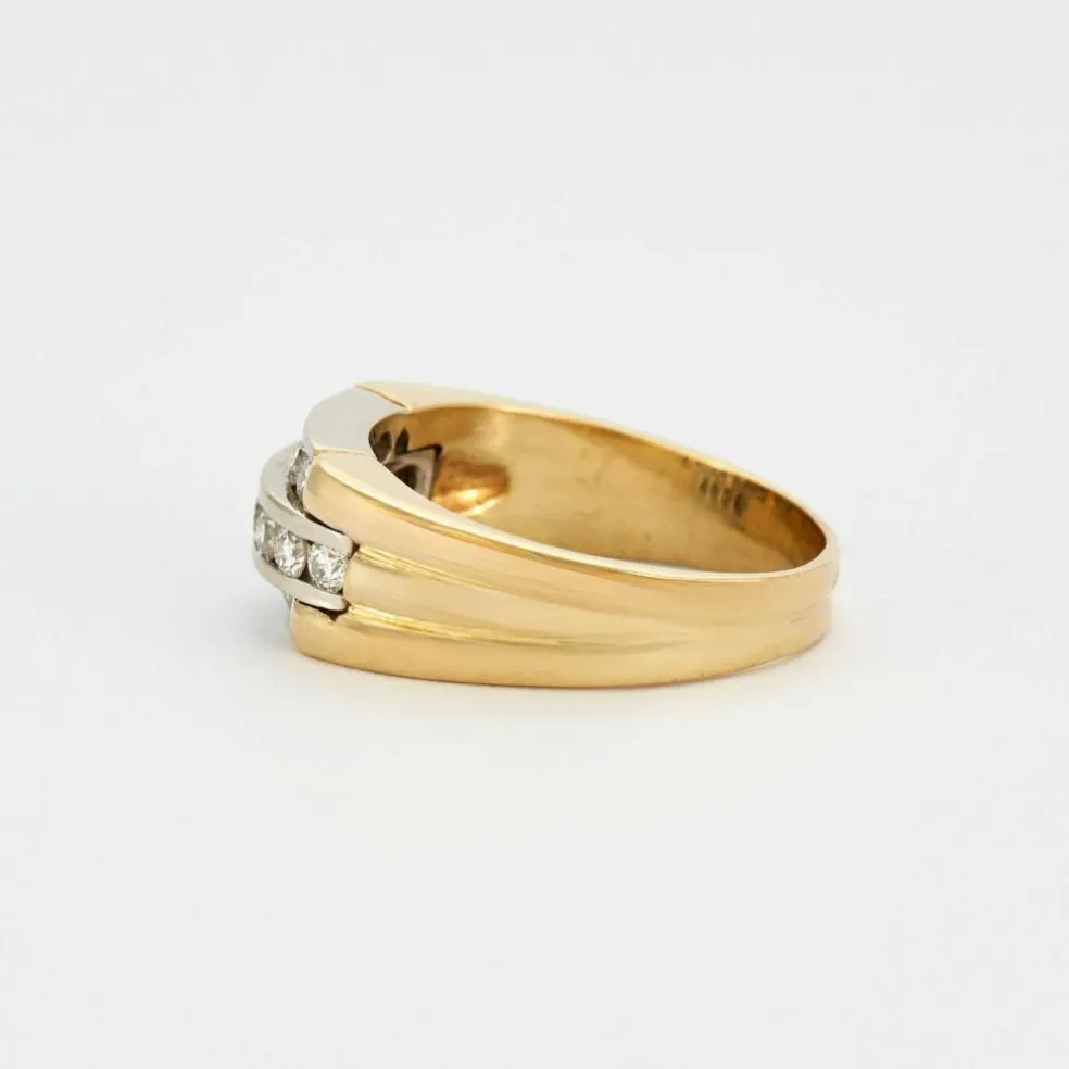 Bague or jaune et gris sertis de diamants
