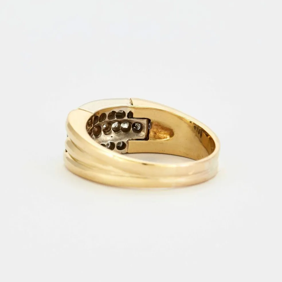 Bague or jaune et gris sertis de diamants