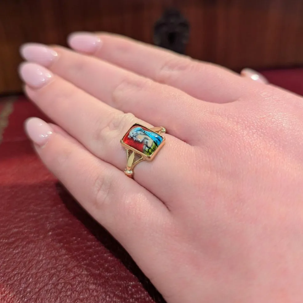 Bague or jaune et émail