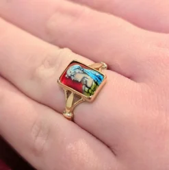Bague or jaune et émail