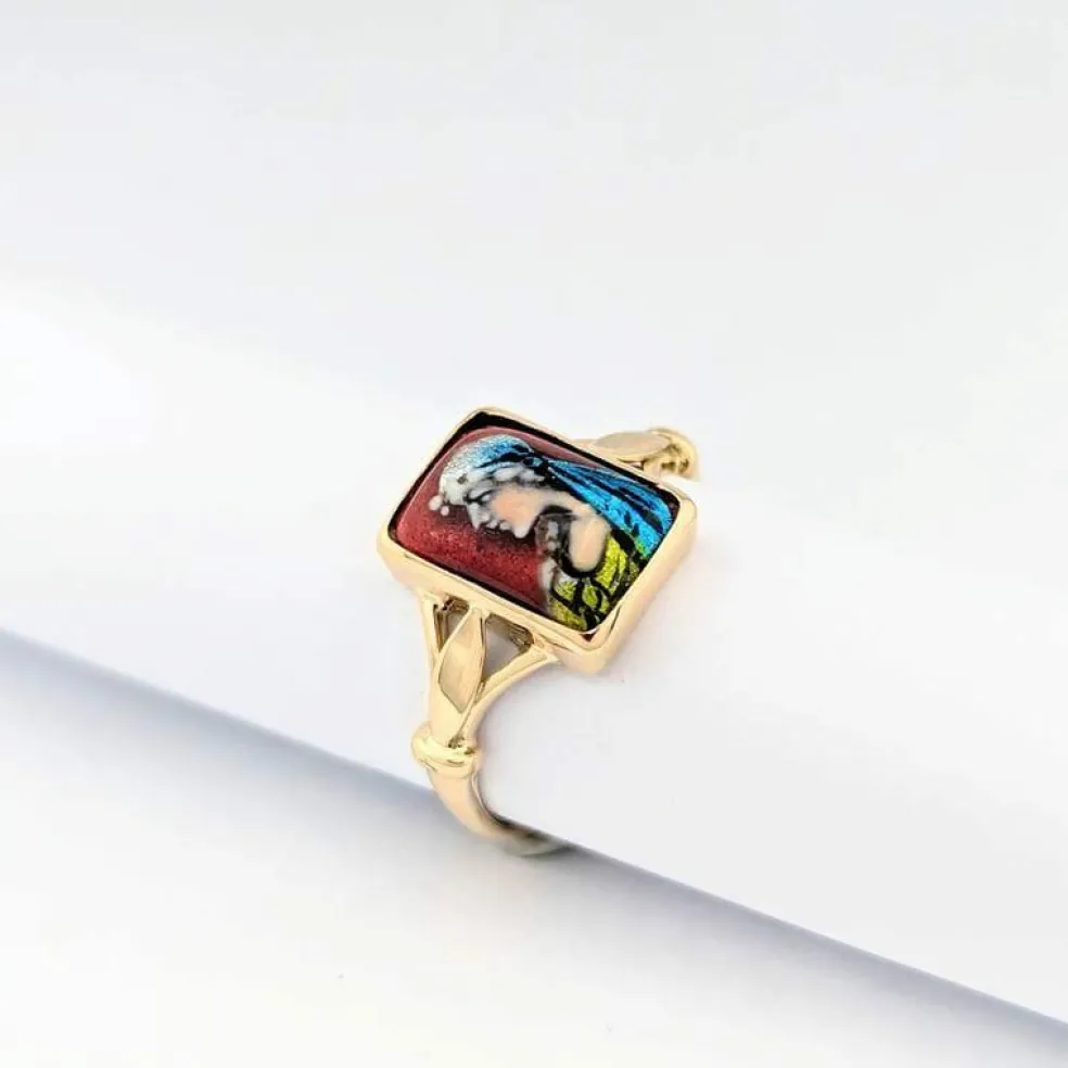 Bague or jaune et émail