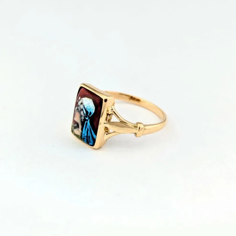 Bague or jaune et émail