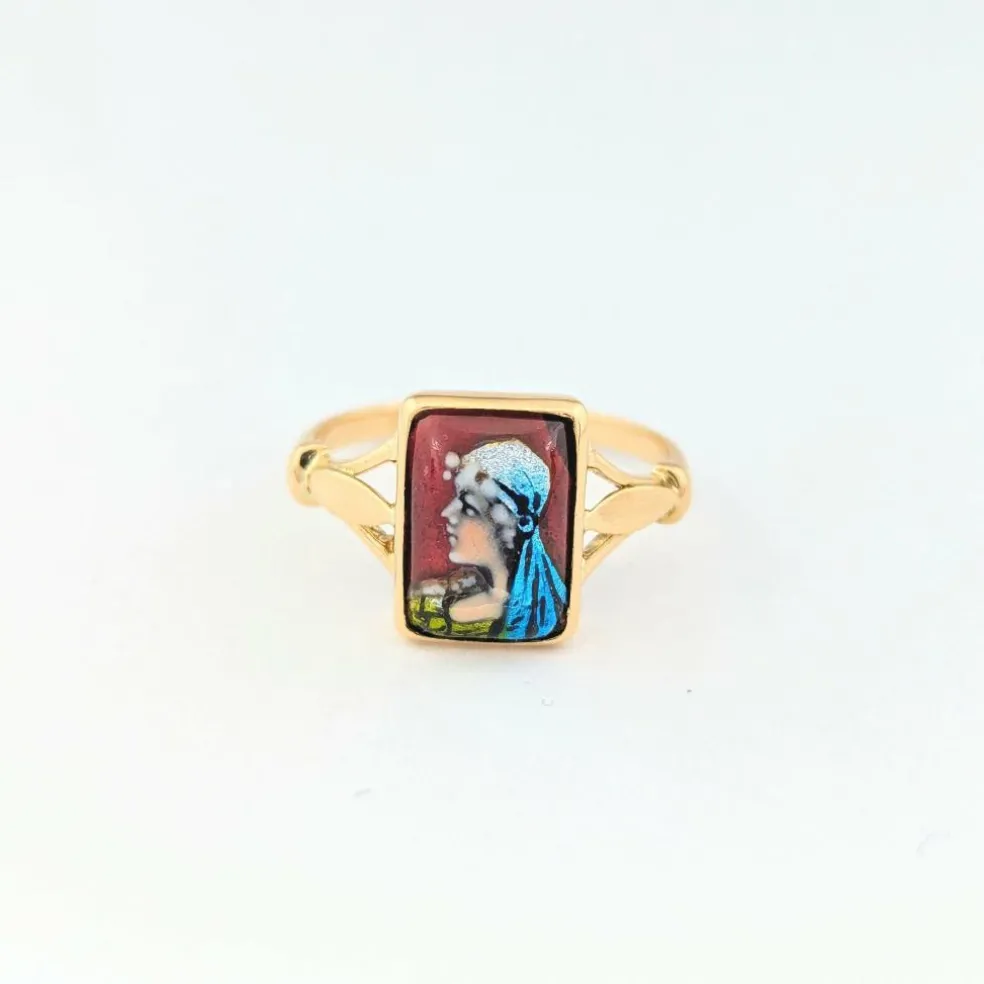 Bague or jaune et émail