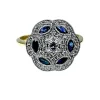 Bague Or jaune et Or blanc Saphirs et Diamants