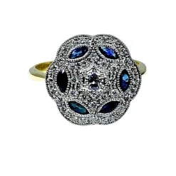 Bague Or jaune et Or blanc Saphirs et Diamants