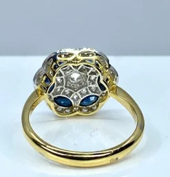 Bague Or jaune et Or blanc Saphirs et Diamants