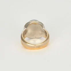 Bague or jaune et or blanc, perle et diamants