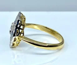 Bague Or jaune et Or blanc Saphirs et Diamants