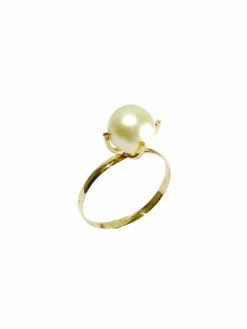 Bague or jaune et perle