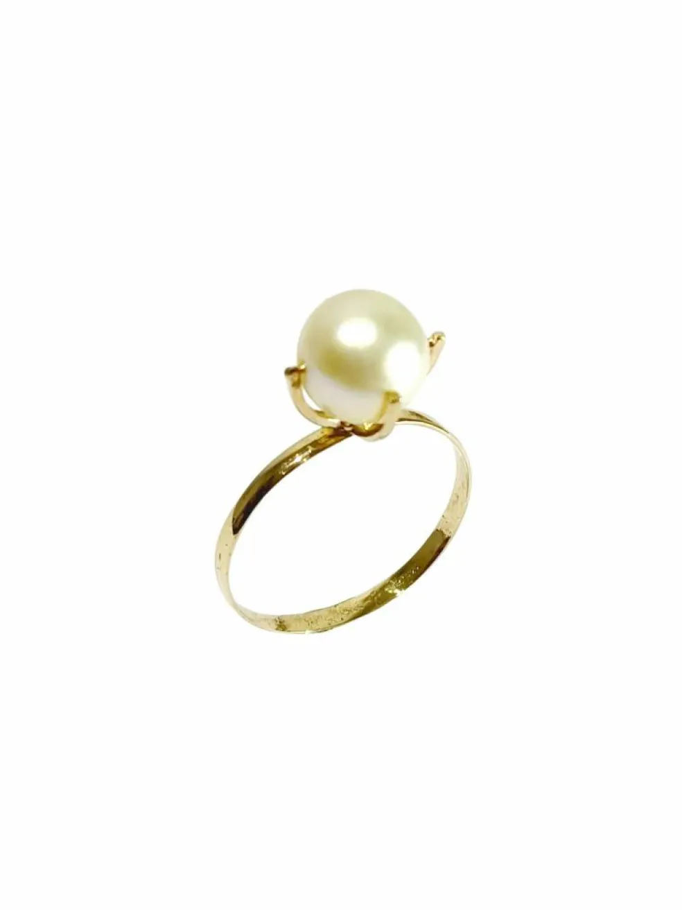 Bague or jaune et perle