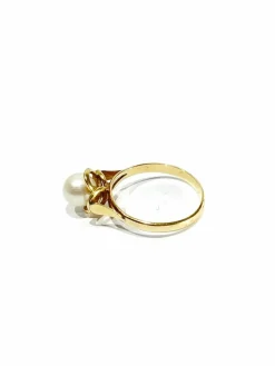 Bague or jaune et perle